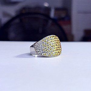 Sterling Silver Amber/Yellow/White Ombre Gemstones Ring size 9